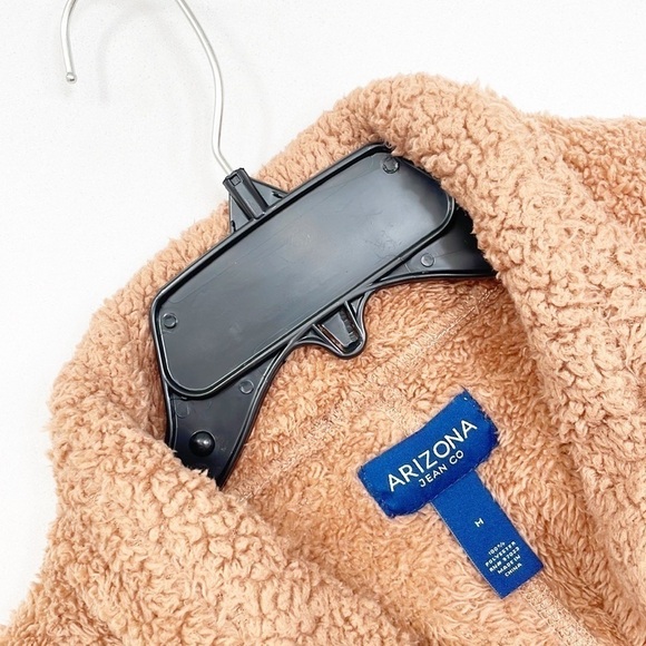 Arizona Jean Co peach fuzzy sherpa collar neck long sleeve zip up jacket - Picture 3 of 4